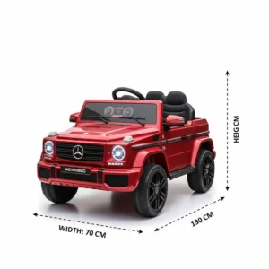 A size chart showing the length, width, and height of a 12v ride-on car in centimetres.