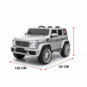 Scale illustration showing the length and width of a luxury ride on car in centimetres.