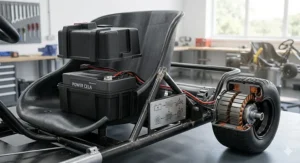 Internal diagram of the high-torque electric motor and rechargeable battery pack used in a UK-spec drift kart.