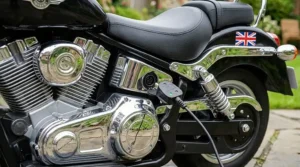 Ergonomic handlebars of the 12v cruiser-style electric motorcycle, designed for comfort and easy steering.