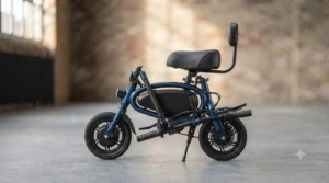 Demonstration of the easy-folding mechanism for the kids' electric scooter.