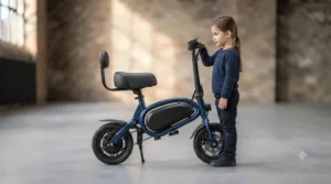 Visual size comparison showing the scooter scaled for a 5-8 year old child.