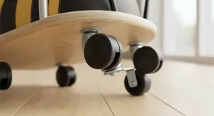 Close-up of the 360-degree multi-directional castor wheels underneath a Wheelybug toy.