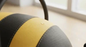 Close-up view of the durable, wipe-clean padded polyurethane cover on a Wheelybug seat.