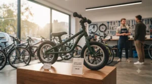 An affordable steel balance bike displayed outdoors, highlighting cost-effective options for families.