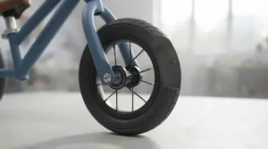 Detailed graphic showing EVA foam puncture-proof wheels commonly fitted to children's metal balance bikes.